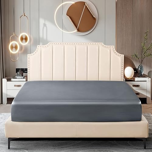 Miniatura 2 de Ersmak Sábana bajera de satén solamente, sábana bajera de lujo sedosa tamaño individual, ultra suave, con bolsillo profundo, resistente a las