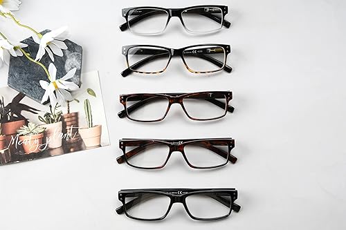 Miniatura 6 de Eyekepper Paquete de 5 lentes de lectura para hombres, bisagras de resorte, lectores clásicos +2.25