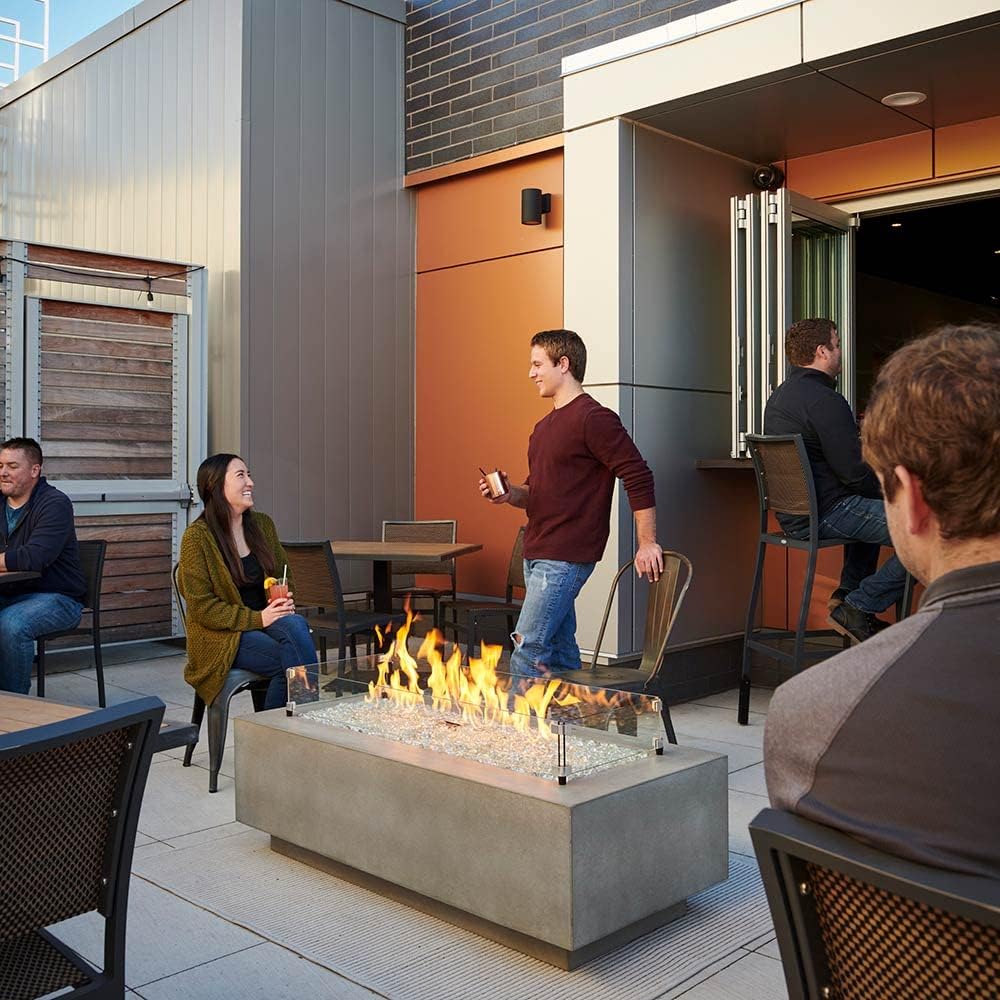 The Outdoor GreatRoom Company (CV-72WT-CF-DSI-NG) Cove Linear Gas Fire Pit Table with Electronic Ignition, White, Natural Gas, 72-Inch