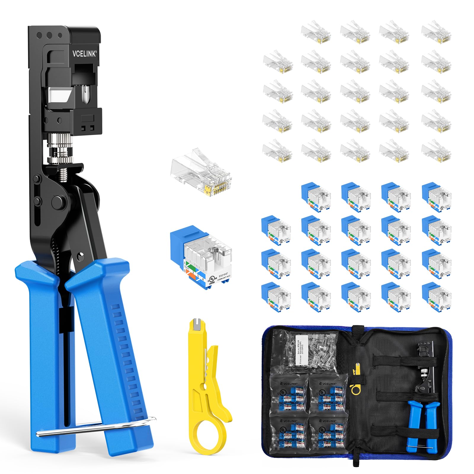 VCELINK Speed Punch Down Tool Kit With Blue Keystone Jack