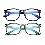 AZorb 2Pack Blue Light Blocking Glasses for Kids TR90 Unbreakable Computer Screen Glasses for Boys & Girls - 2 Pack(Black+Green)