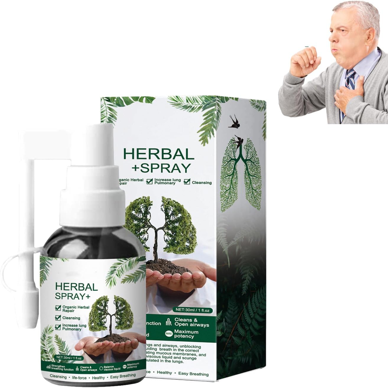 RespiNature - Niebla de limpieza pulmonar a base de hierbas, neblina de limpieza pulmonar a base de hierbas, potente apoyo pulmonar, spray herbario