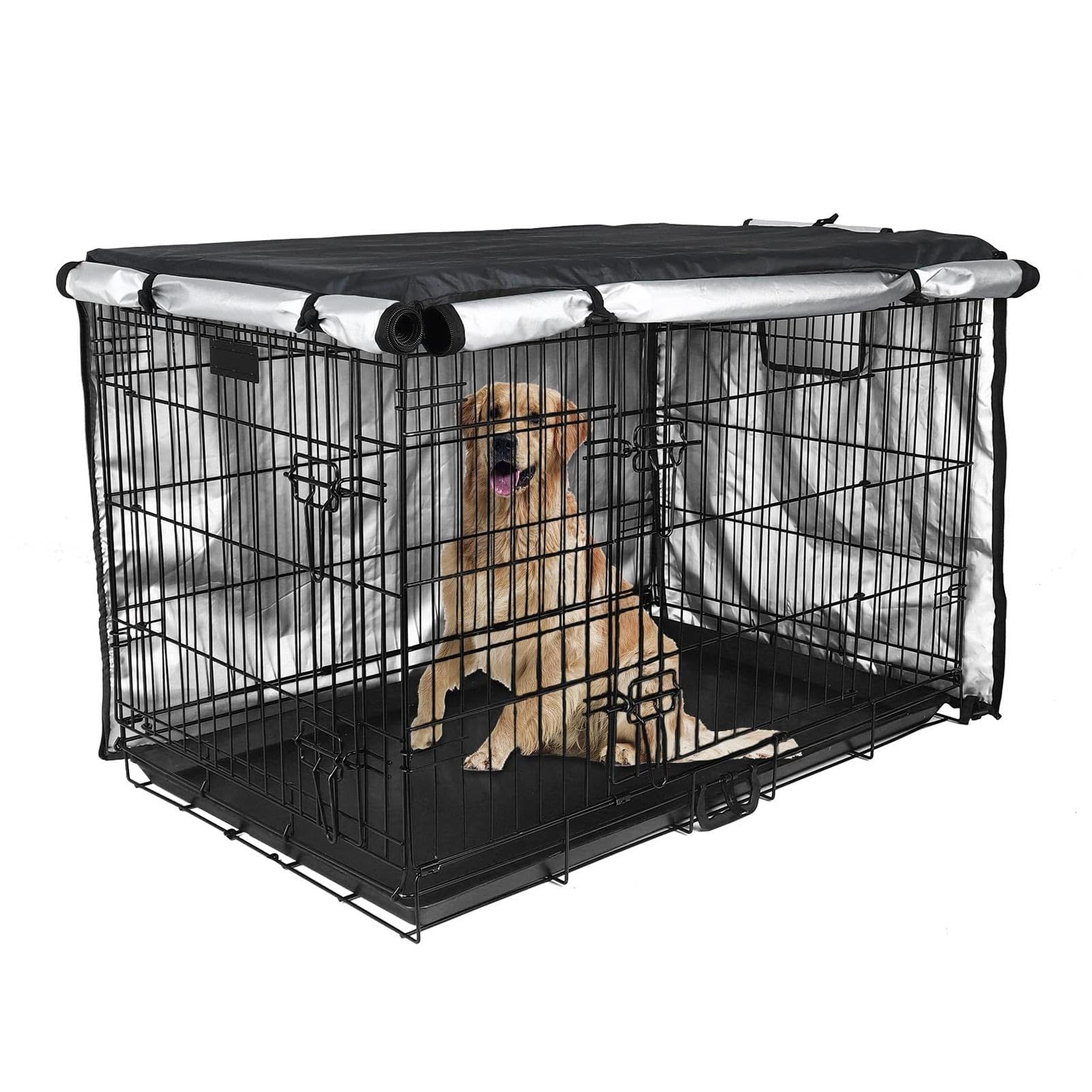 Pet Kennel Sun Shade - 107 x 72 x 77 cm Abdeckung für Hunde mit doppelter Tür | Winddichte Hundedecke für Drahtkisten, Abdeckungen für Hunde für schwere Diensthunde, Protezion