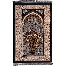 Muslim Arabic African Prayer Rug Thick Soft Velvet Turkish Prayer Carpet Bead Daily Salah Prayer mats Meditation Ramadan Eid Gift for Women Men Black, 43x27inch