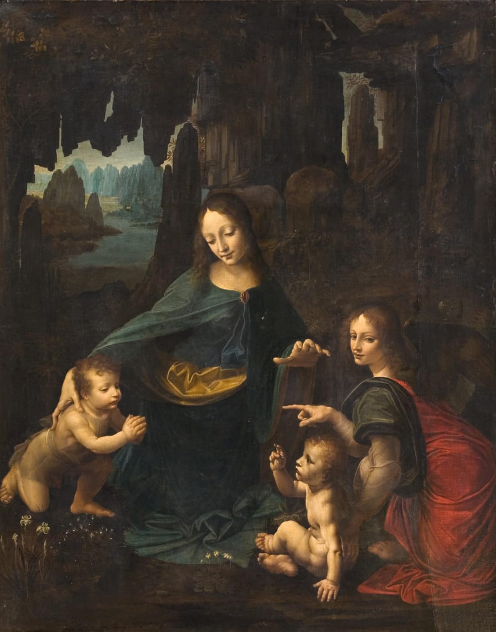 WYKUJMYTO Classic Canvas Picture Printing Canvas Art Wall Art Picture the Virgin of the Rocks by Leonardo Da Vinci Artwork on Wall for Office Decor 60x90cm