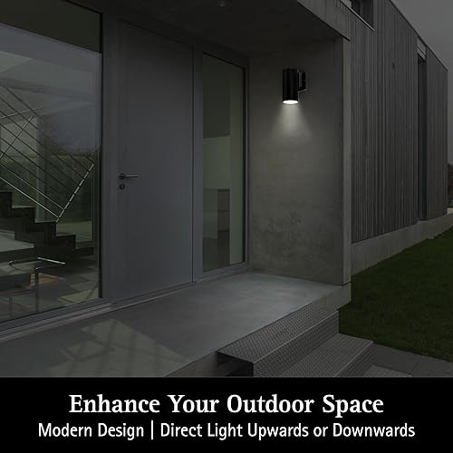 Miniatura 2 de Ultralux Aplique de pared LED moderno de 8 pulgadas para exteriores, 15 W, 3000 K, luces LED negras exteriores para casa, luces de porche de montaje