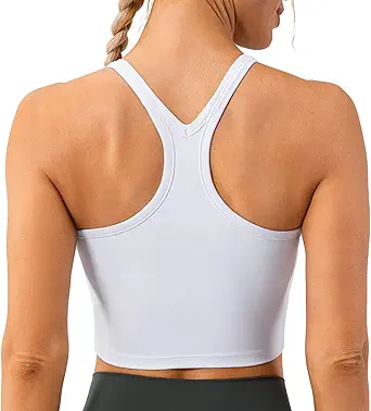 Lavento Women's Racerback Sports Bra Yoga Crop Top with Built in Bra