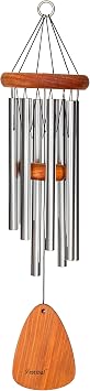 Festival 24-inch Redwood Wind Chime 8 Tubes w/Customization in Silver by Wind River for Patio, Backyard, Garden, and Outdoor decor. Made in the USA