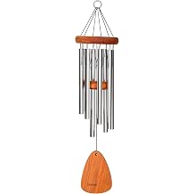 Festival 24-inch Redwood Wind Chime 8 Tubes w/Customization in Silver by Wind River for Patio, Backyard, Garden, and Outdoor decor. Made in the USA
