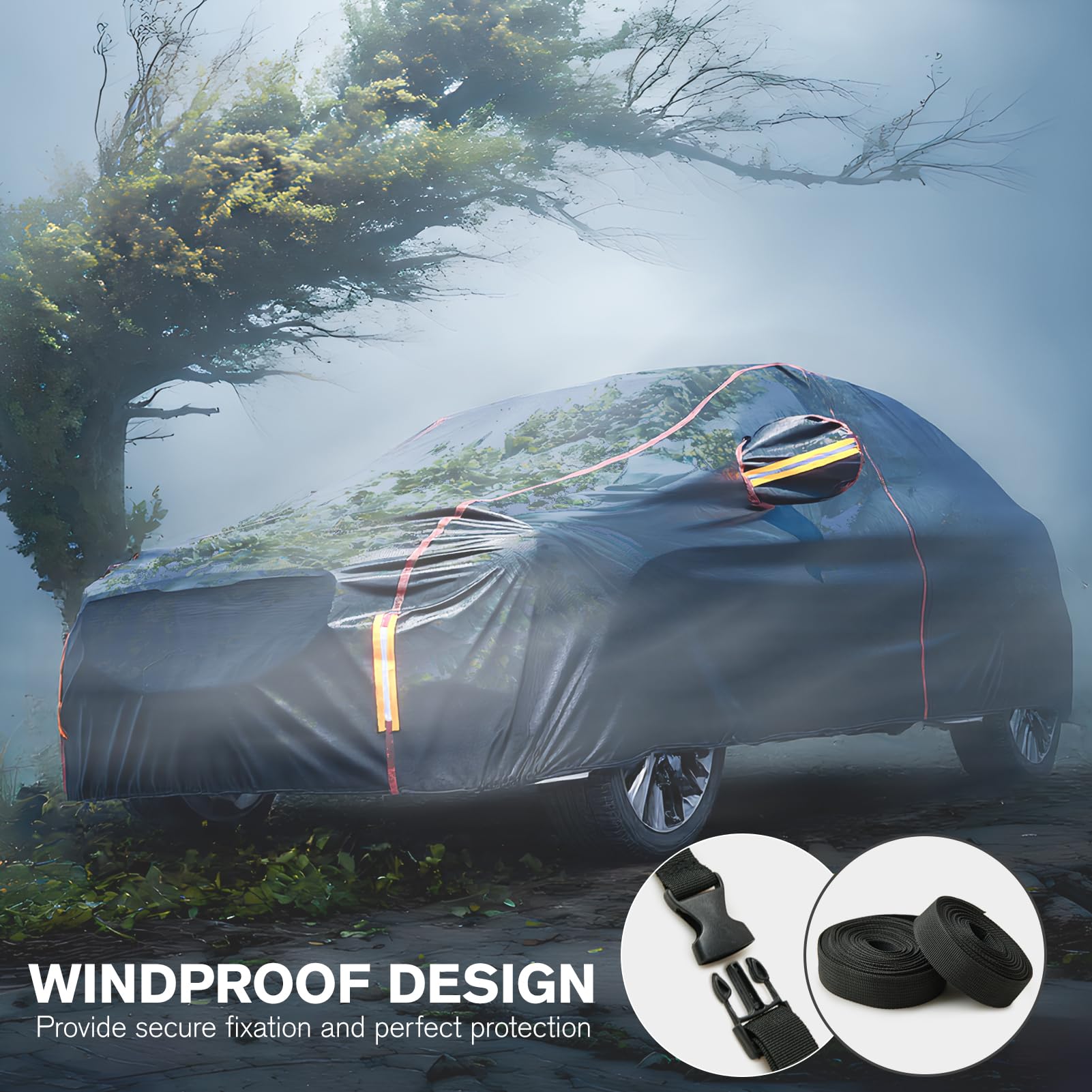 Car Cover Waterproof All Weather 6 Layers Full Exterior Covers with Zipper Cotton Mirror Pocket Outdoor Car Cover — view 2