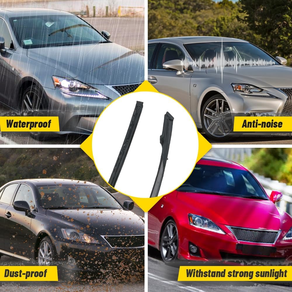 Driver & Passenger Side Windshield Moulding w/Clips Kit for 2008-2014 Lexus is F Lexus IS250 IS350 2006-2013 for 4 Cyl 2.5L 6 Cyl 3.5L 8 Cyl 5.0L 2006-2013 7555253020 7555153020