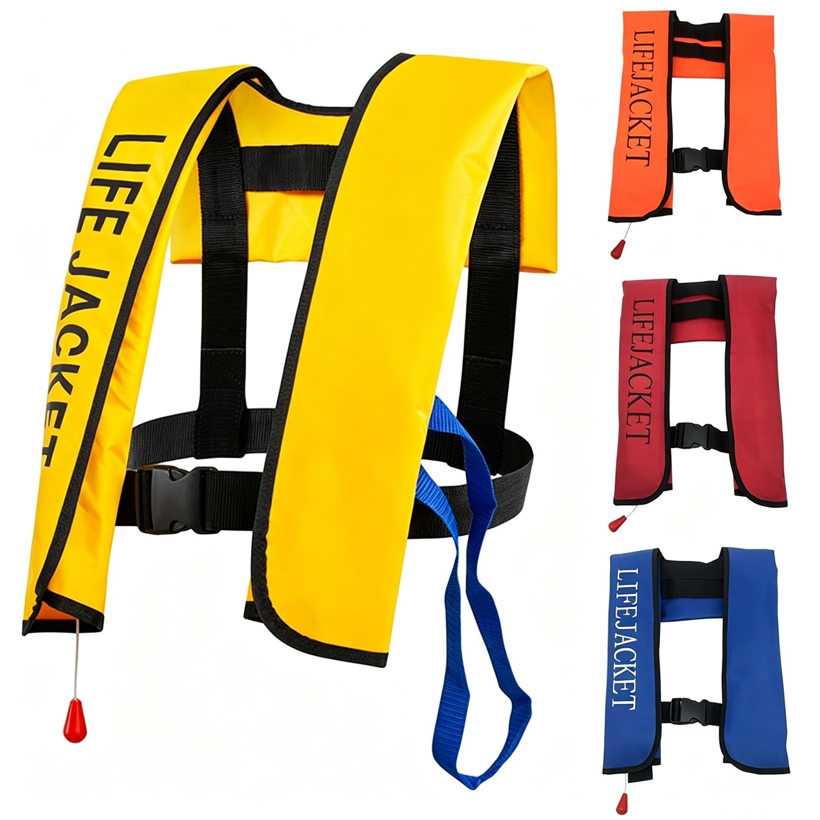 Kayaking Vest Auto-Inflate Adjustable Buckle Compact Design for Boating Canoeing Rafting Water Sports(Yellow)