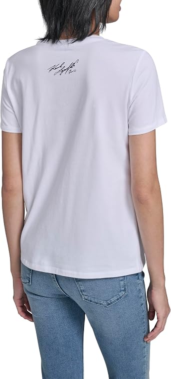 Karl Lagerfeld Women's Short Sleeve Crew Neck Paris Logo T-Shirt