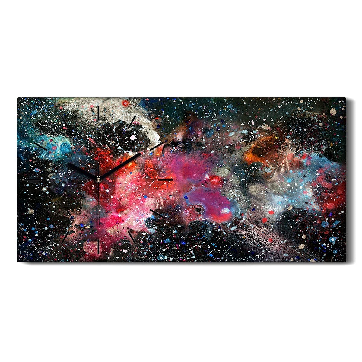 Horloge sur Toile Salon Art Moderne Abstrait Cosmos Tableau Mural 60x30cm