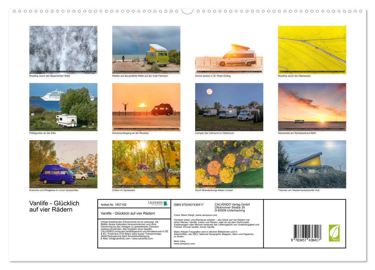 Vanlife - Glücklich auf vier Rädern (hochwertiger Premium Wandkalender 2026 DIN A2 quer), Kunstdruck in Hochglanz: Leben und Reisen im Wohnmobil (CALVENDO Orte)