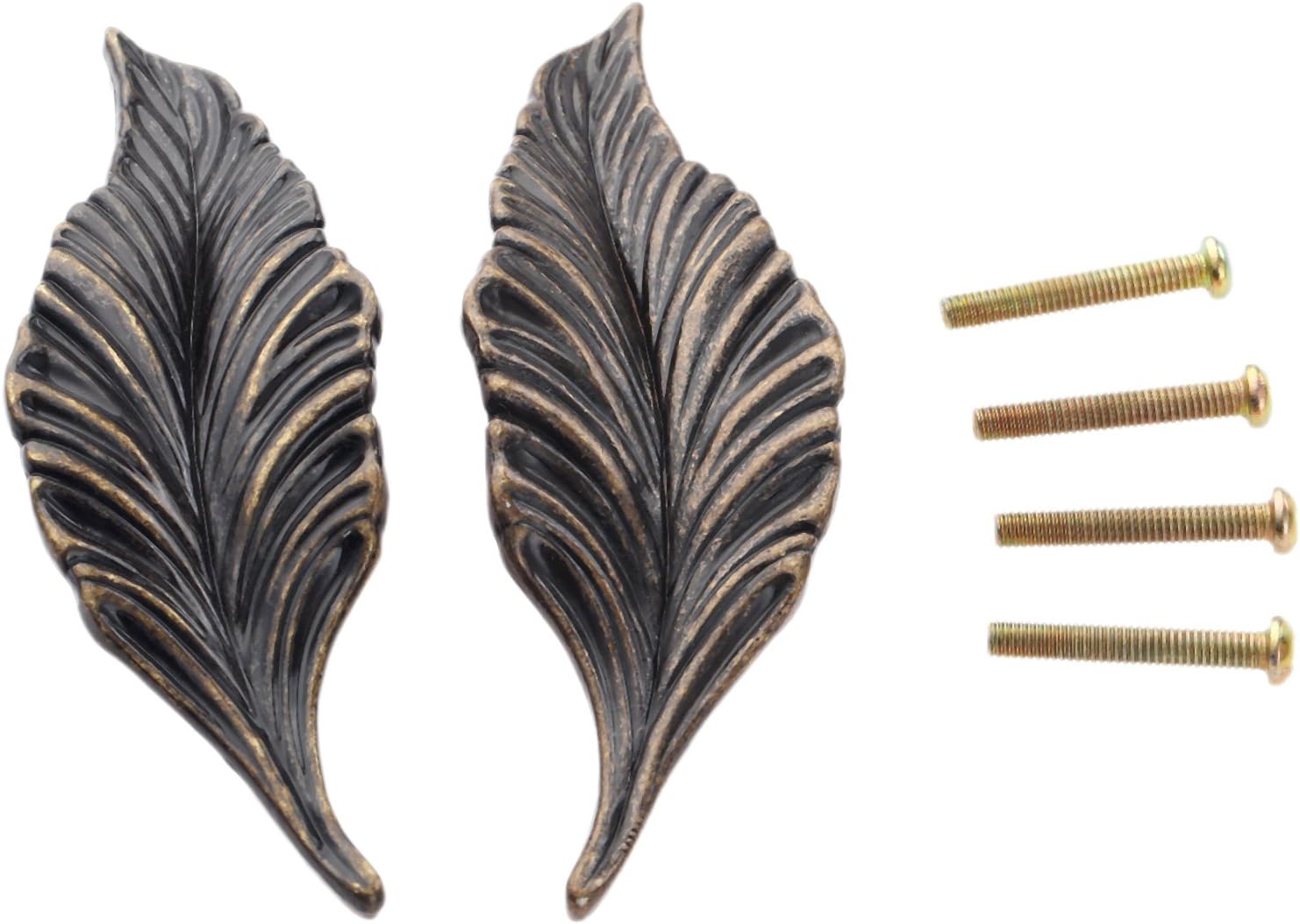 Mgoodoo 1pair Leaf Handles Knob Zinc Alloy for Cabinet,Kitchen,Door,Drawers,Bookcases,4.13in Brass Color