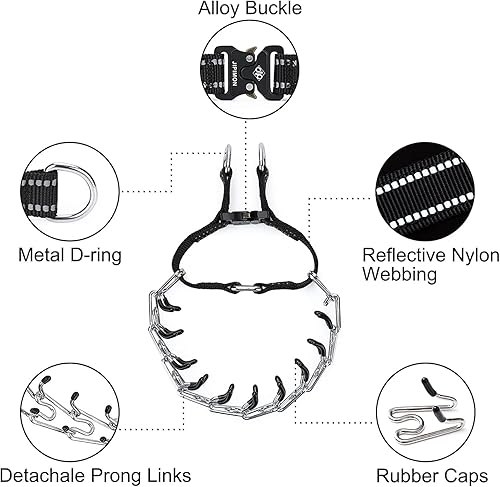 Miniatura 4 de Collar de entrenamiento ajustable para perros con punta de goma cómoda y hebilla de liberación rápida para perros pequeños, medianos y grandes (M,