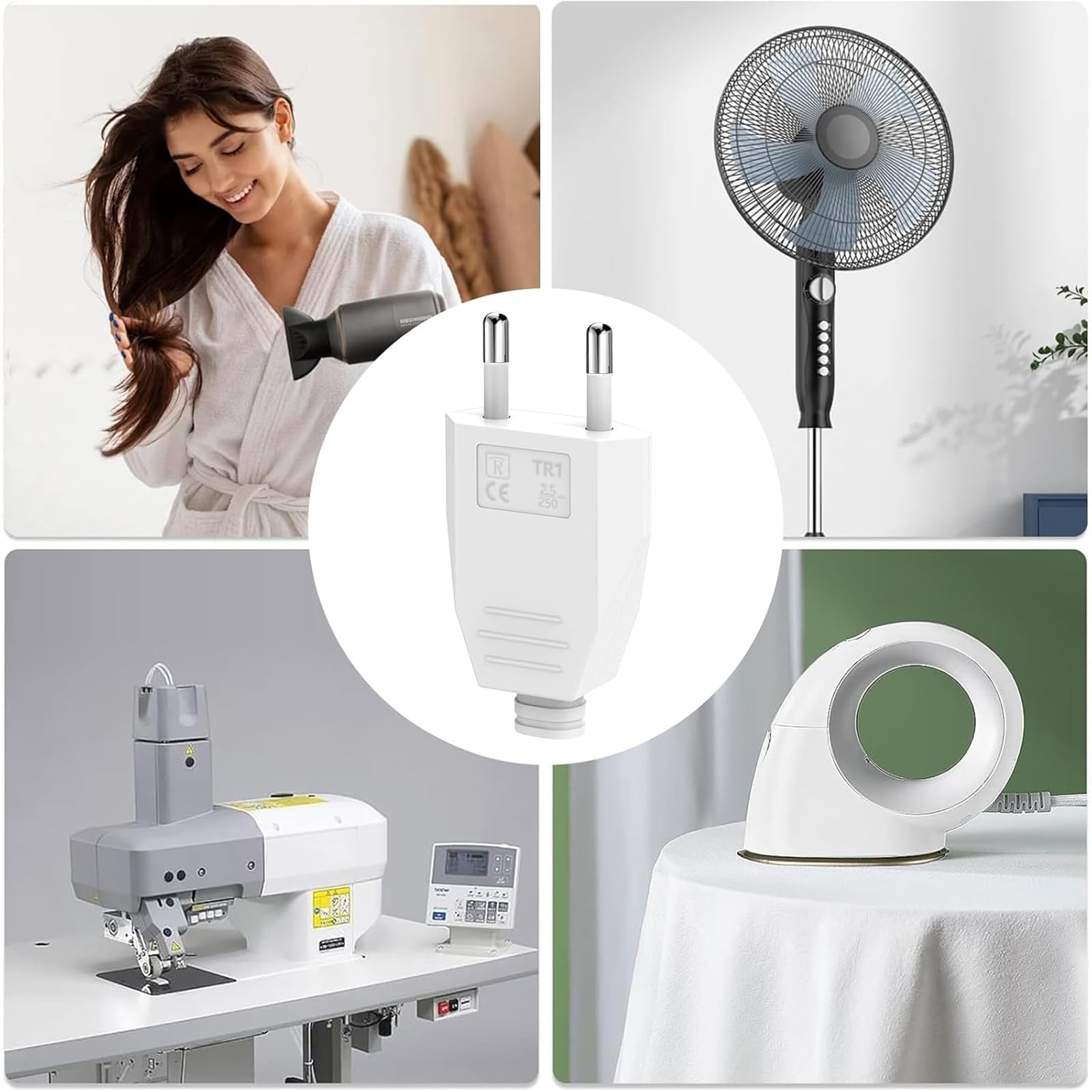 2 Piezas Enchufe Europeo Plano, Enchufes Euro de Alimentación 250V 2.5A, Clavija Enchufe Electricas Macho de Decoración del Hogar de Schuko Instala o Reemplaza, Blanco