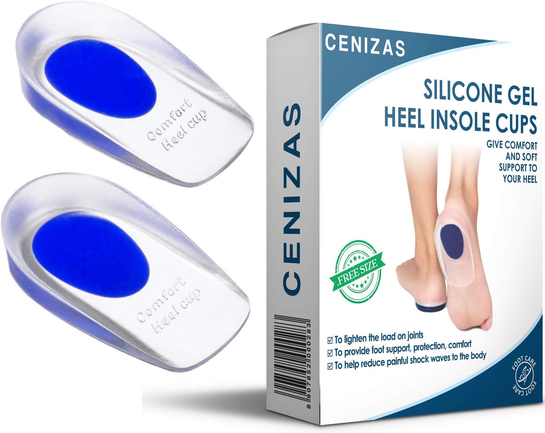 Cenizas Silicone Gel Heel Protector Insole Cups - 1 Pair (2 Count)