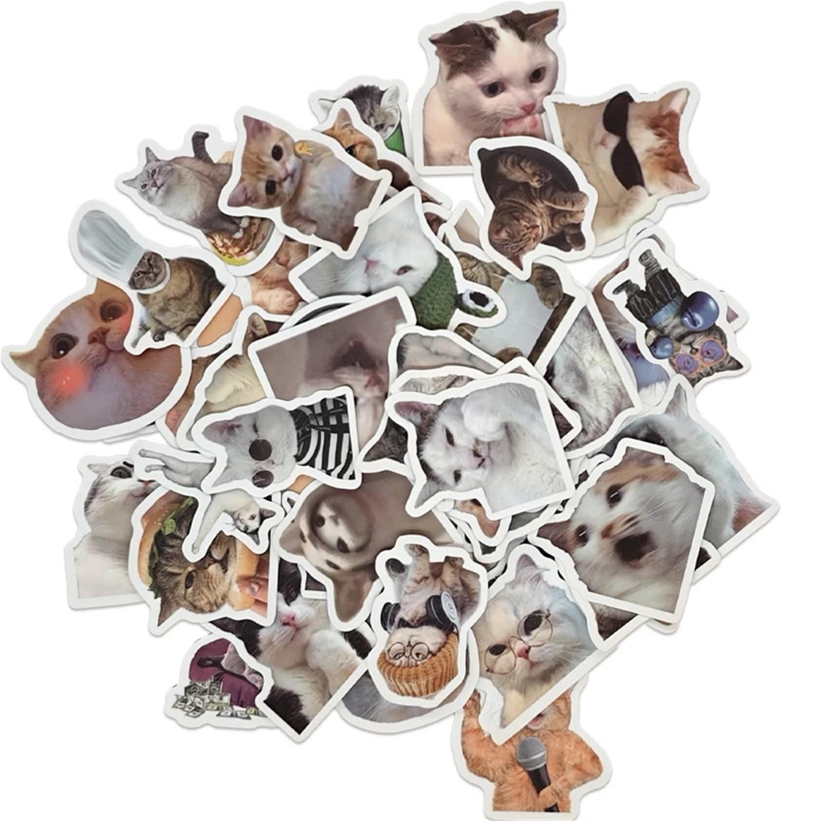 50PCS Cute Cat Emoji Stickers Kawaii Animal Scrapbooking Decals Notebook Luggage Laptop Skateboard Stickers Children Toys Gift