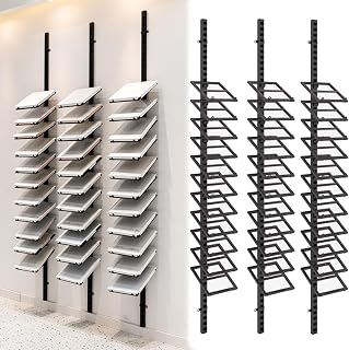 11-Layer Wall-Mounted Tile Storage Rack - Space-Saving Black Gold Display Stand for Marble, Porcelain & Ceramic Samples in Exhibitions (H2.2M/7.2FT, 40x3) - Ideal for Showrooms & Design Stud