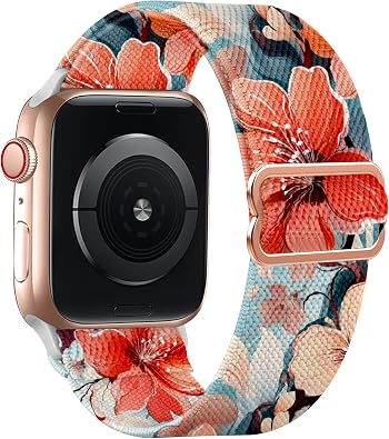 Stretchy Band Compatible with Apple Watch 38mm 40mm 41mm 42mm 44mm 45mm 49mm for Women,Gradient Color Nylon Adjustable Straps for iWatch Series 9 8 7 6 SE 5 4 3 2 1 Ultra Ultra 2