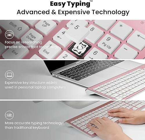 Miniatura 10 de cimetech - Juego de teclado y ratón inalámbrico compacto de tamaño completo de 24 G diseño ultrafino y elegante para Windows computadora computadora