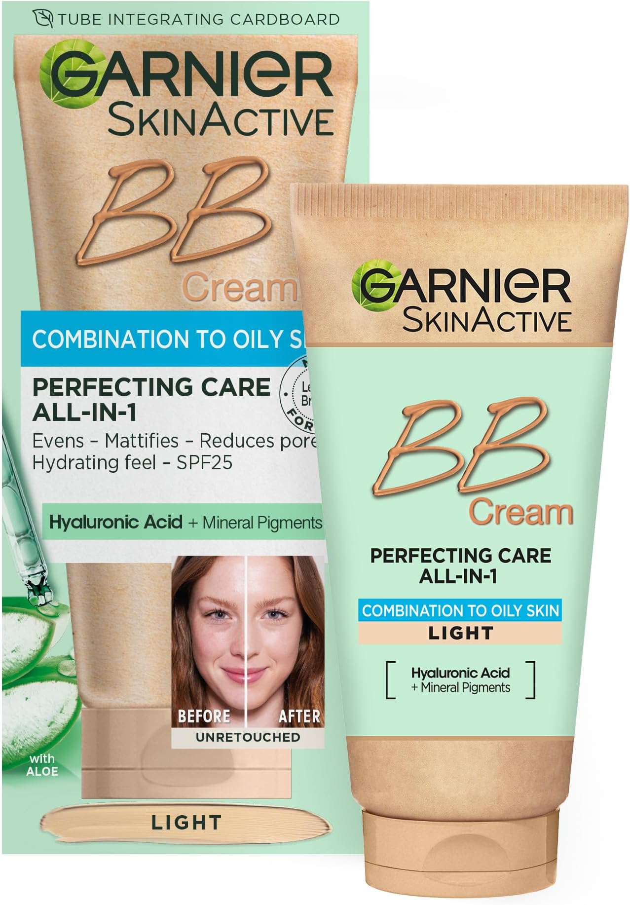 Oil-Free Perfecting All-in-1 BB Cream, Shade Light, Tinted Moisturiser SPF25, Mattifies Skin & Evens Complexion, With Hyaluronic Acid, Aloe & Mineral Pigments, 50ml