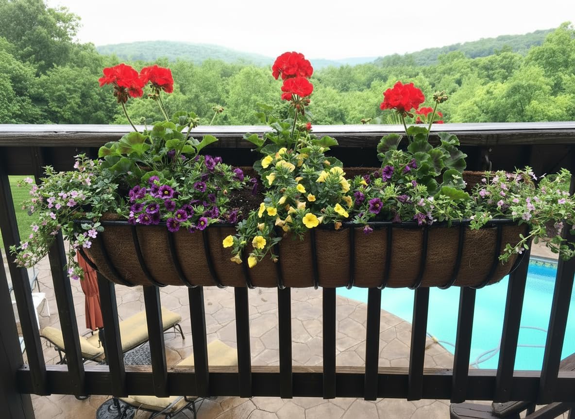 44 in Window Hayrack Planter with Molded Coco Liner - Black - Outdoor