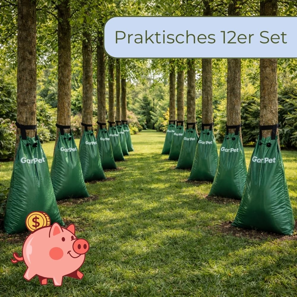 12er Set Baum Bewässerungssack für Bäume Bewässerung Wassersack Urlaubsbewässerung Baumbewässerungssäcke Langzeit Bewässerungssystem Baumbewässerungsbeutel 12 x 75 L