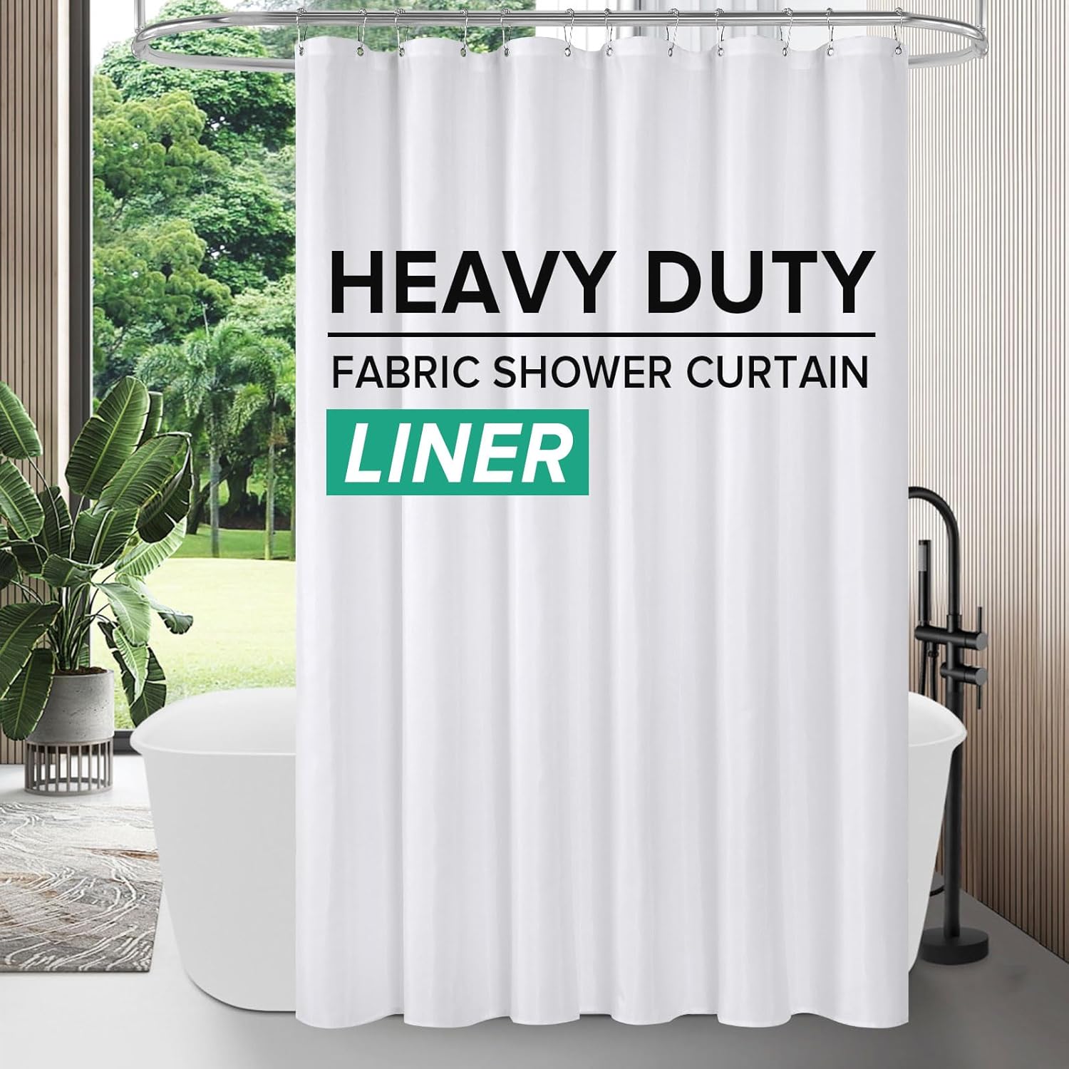 MitoVilla Waterproof Washable Fabric Shower Curtain Liner, Modern Shower Curtain for Bathroom Decor, Waterproof Bath Curtain Liner 72" W x 72" L, Bath Curtain 72" W x 72" L.