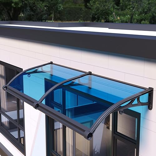 Miniatura 20 de Toldo para puerta y ventana, UPF 50+, tablero de policarbonato con soporte de aluminio, toldo voladizo para puertas delanteras/ventanas, toldo