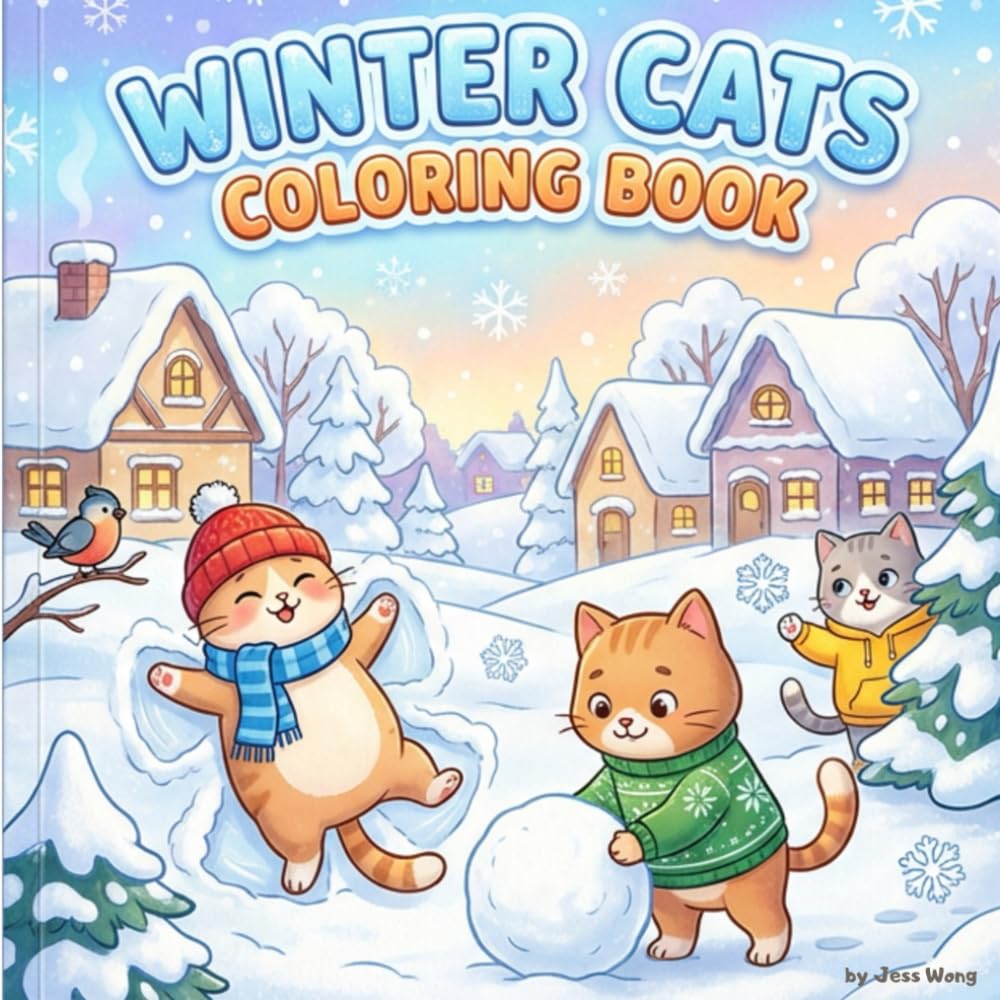 Winter Cats Coloring Book for Kids: Cute and Cozy Cat Scenes for Fun Winter Coloring – Easy and Adorable Designs