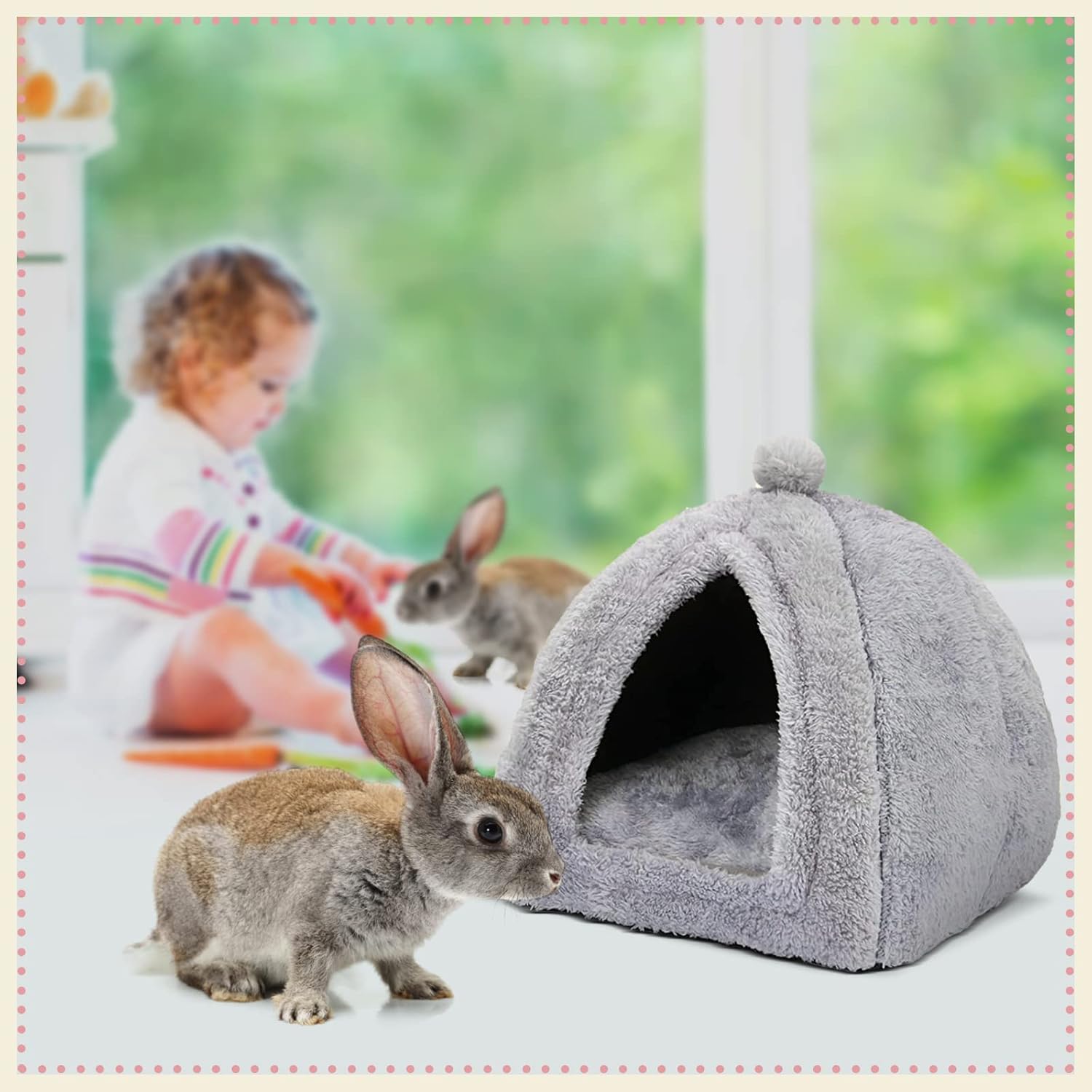 YUEPET Large Rabbit Cave Bed Bunny Warm Tent House Small Animal Triangle Hideout for Rabbit Bunny Guinea Pig Ferret : Pet Supplies