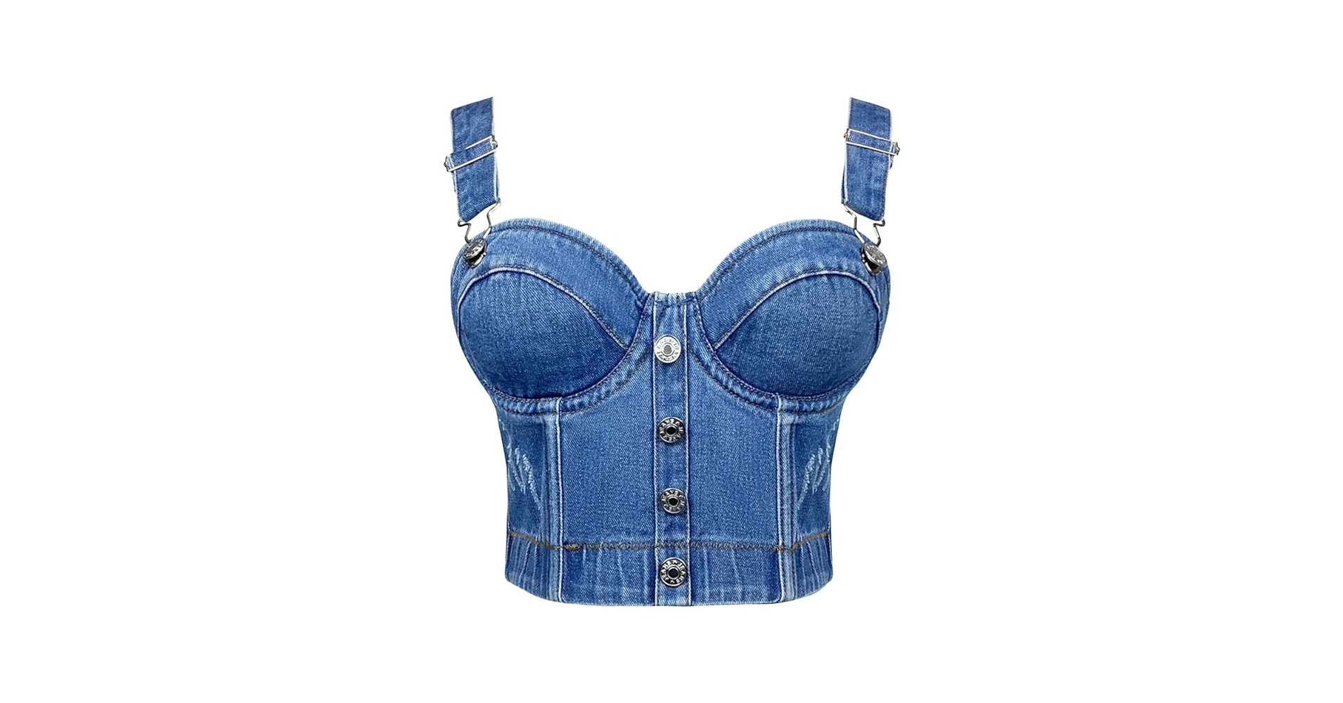 PEWRESLORS Women's Denim Tank Top Corset Bustier Blue Jean