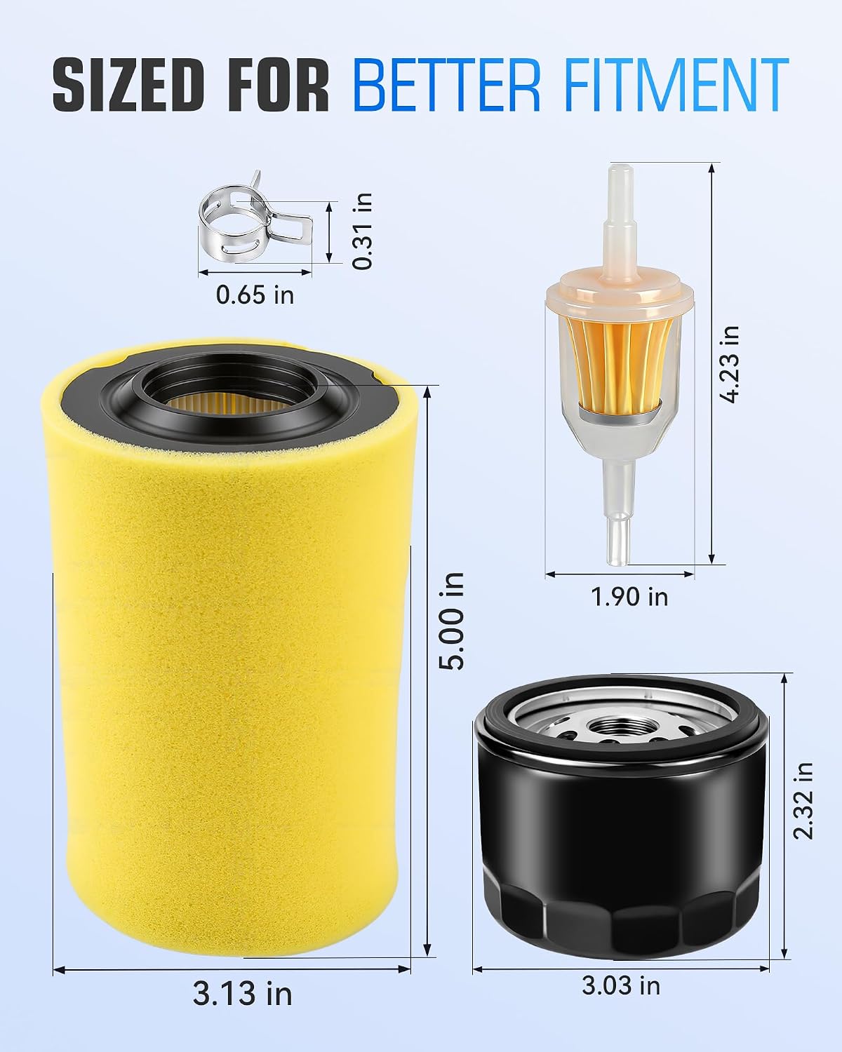 796031 Air Fuel Oil Filter Kit for John Deere Z225 Z335E Z355R Z235 Z255 Lawn Mower L110 LA125 E100 E120 E140 for Husqvarna YTH22V46 YTA22V46 YTA24V48 331707 331777 331807 Tune Up Parts