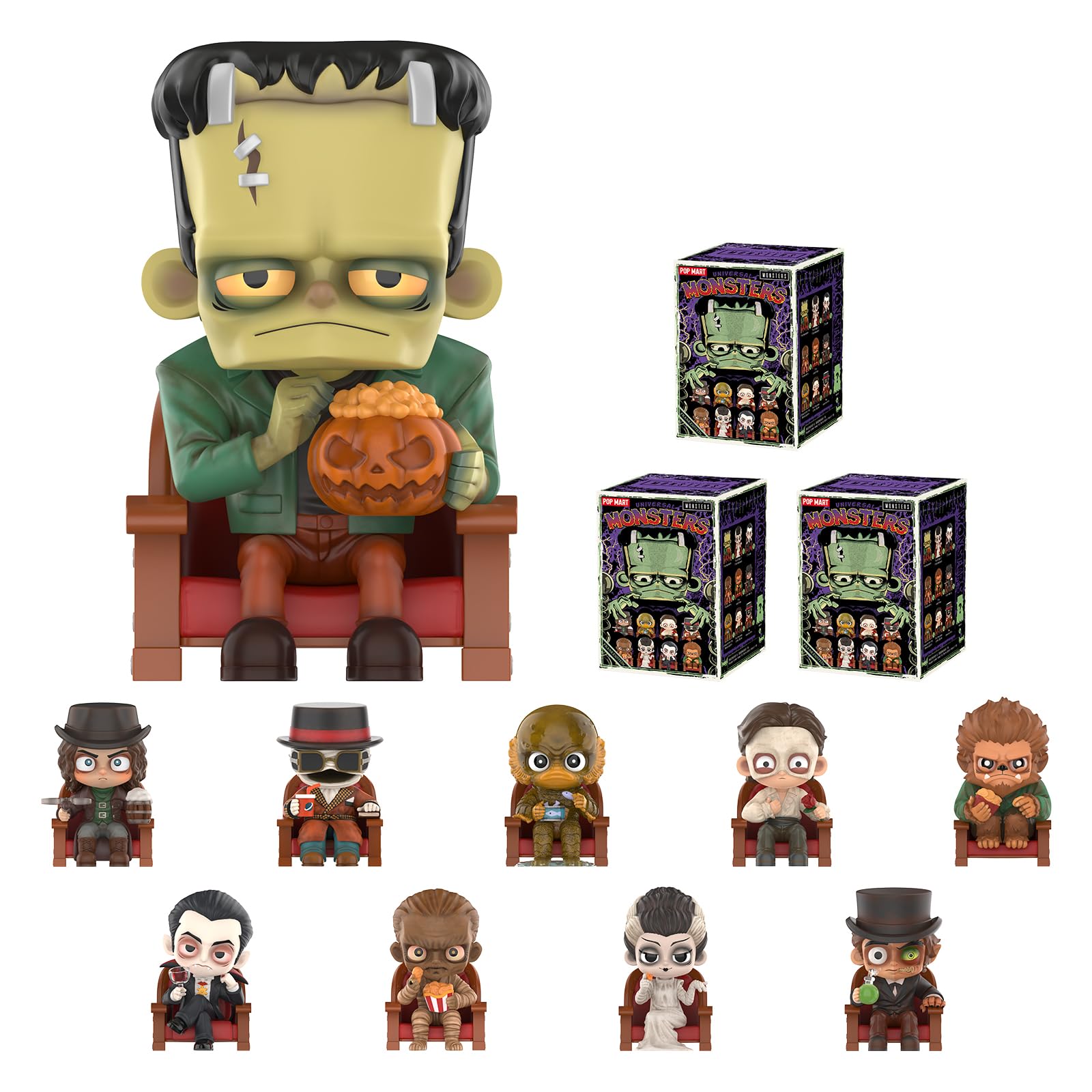 POP MART Universal Monsters Alliance Series Figures, 3PCs Universal Blind Box Figures, Random Design Action Figures Collectible Toys Home Decorations, Holiday Birthday Gifts, Triple Box