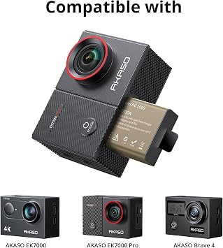 AKASO 3 x 1050mAh Rechargeable Action Camera Battery with 3-Channel Charger Compatible EK7000/Brave 4/EK7000 Pro Data Transfer with Micro SD Storage Slots