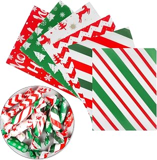 DIYASY Christmas Candy Wrappers for Caramels 600 Pcs, Nonstick Twisting Wax Caramel Papers Xmas Chocolate Wrapping Paper Lollipop Wrappers (5 x 3.5 inches)