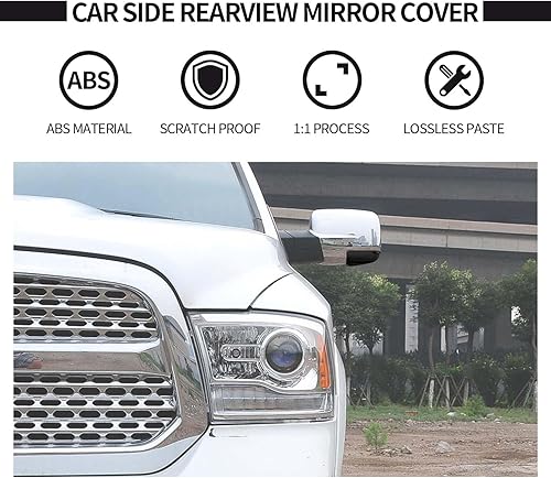 Miniatura 4 de Voodonala Cubierta inferior de espejo lateral para Dodge RAM, cubierta de lámpara de advertencia negra ahumada, compatible con Dodge RAM 2011-2018