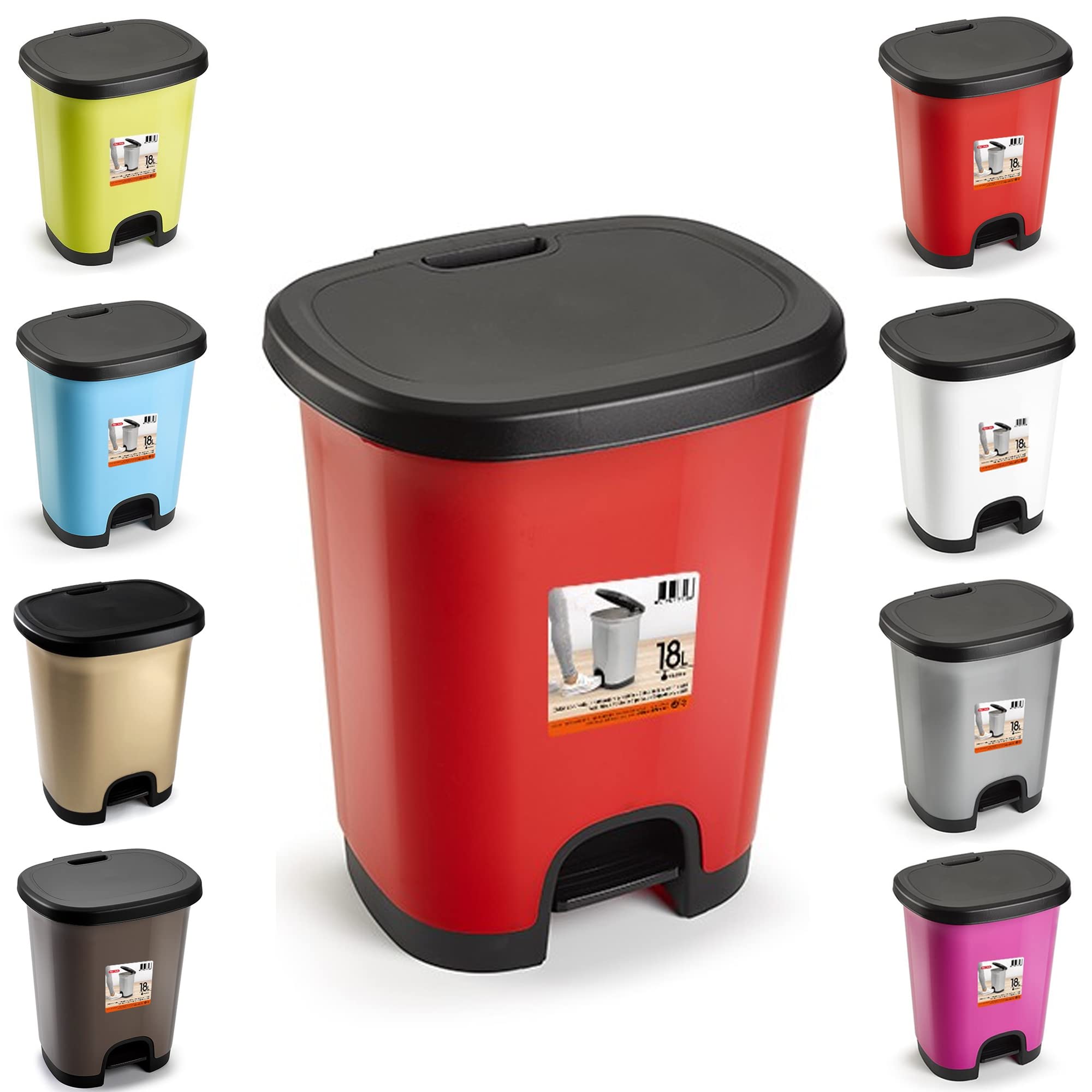 plastific 18L Slim Pedal Bin, Soft Close Step Trash Can for Kitchen & Home โ image 1