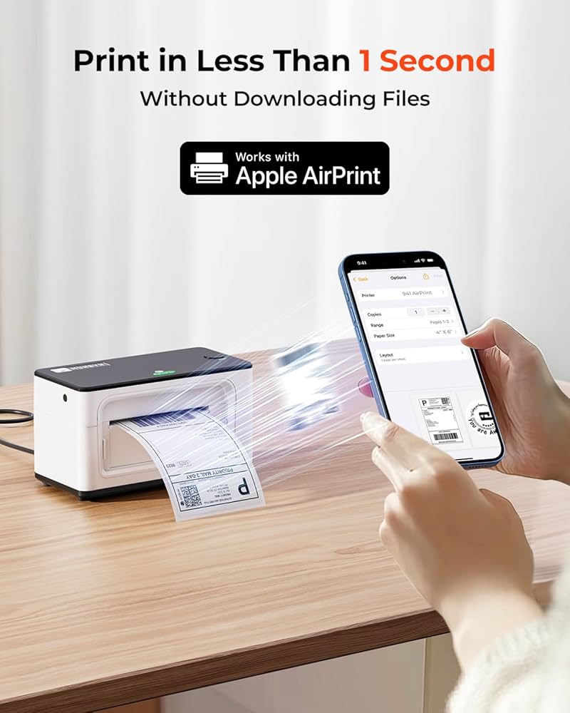 MUNBYN Bluetooth Thermal Label Printer, 130B Wireless 4x6 Shipping Label Printer For Shipping Packages Small Business Office Or Home, Compatible With IPhone Android IPad Windows MacOS Chrome Etsy EBay