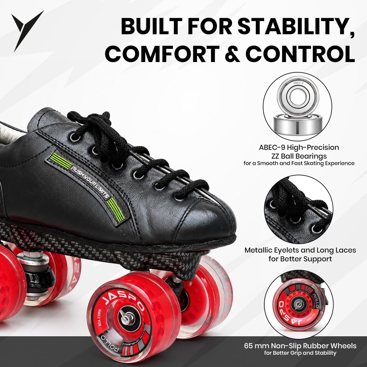 jaspo Unisex Pro Hyper Quad Outdoor Wheel Shoe Skates (8 Uk(Foot Length 27.3 Cms), Red) 1