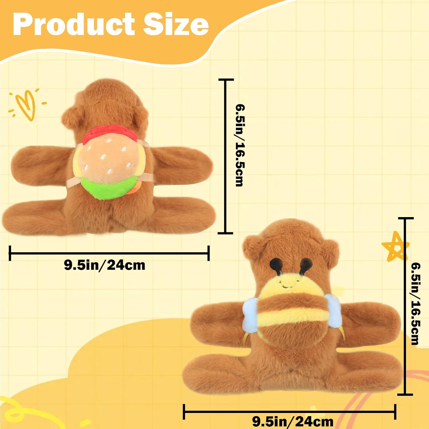 2pcs Capybara slap bracelets,Funny Capybara Plush Bracelet, Animal Slap Bracelet, Suitable for Birthday, Party, Children's Day Gifts