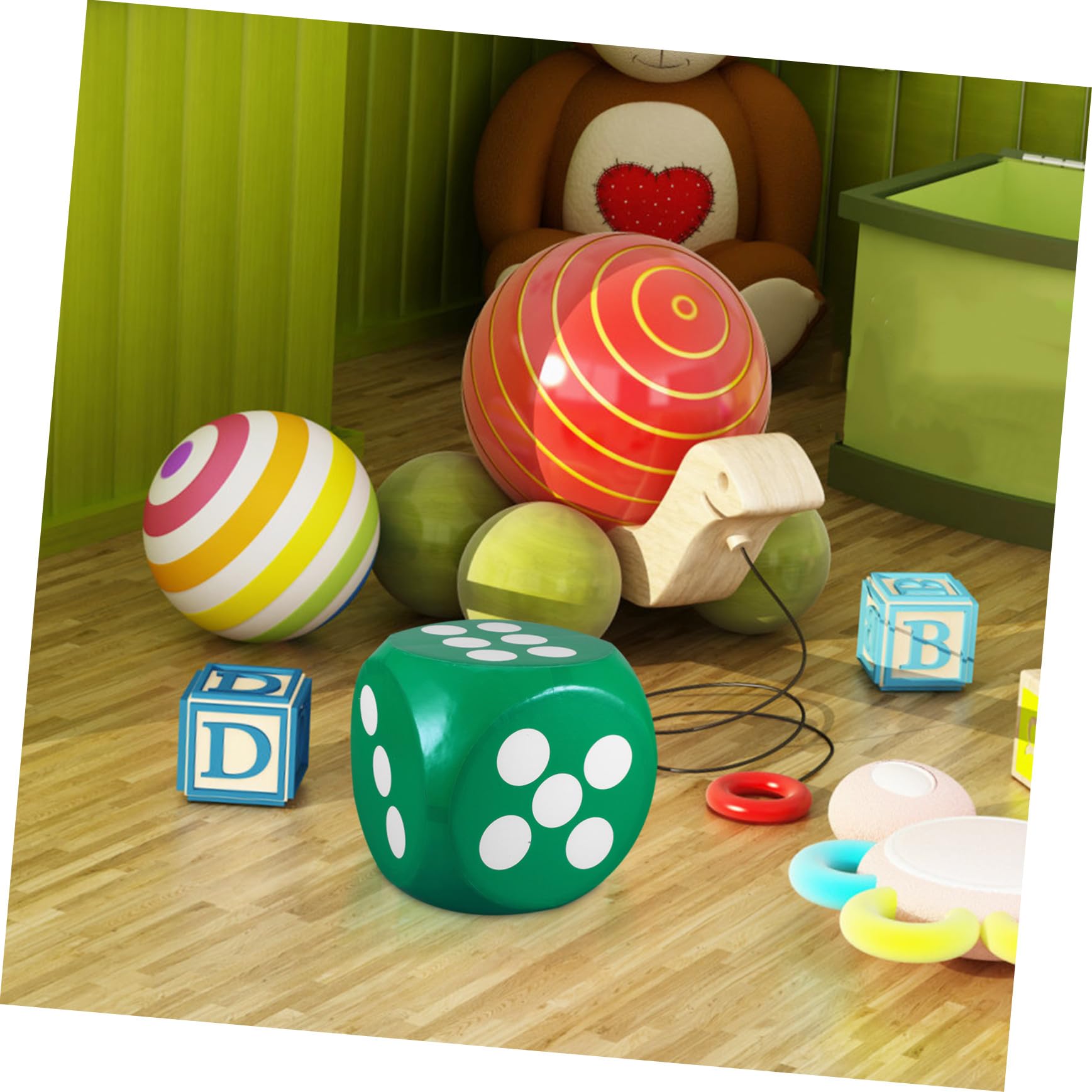 Uonlytech Dado e Feste in Schiuma Verde per Bambini Gigante Angoli Arrotondati e Versatile Leggero Facile Utilizzo per Giochi Educativi