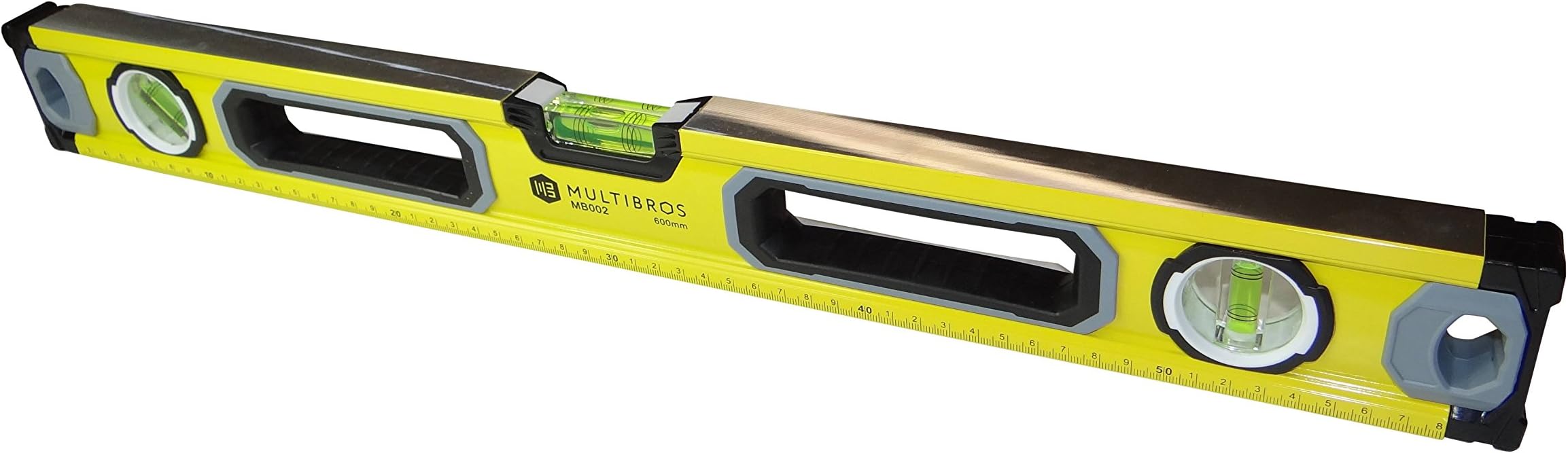 MultiBros Spirit Level with Magnet and Horizontal, Vertical and 45° Level, yellow