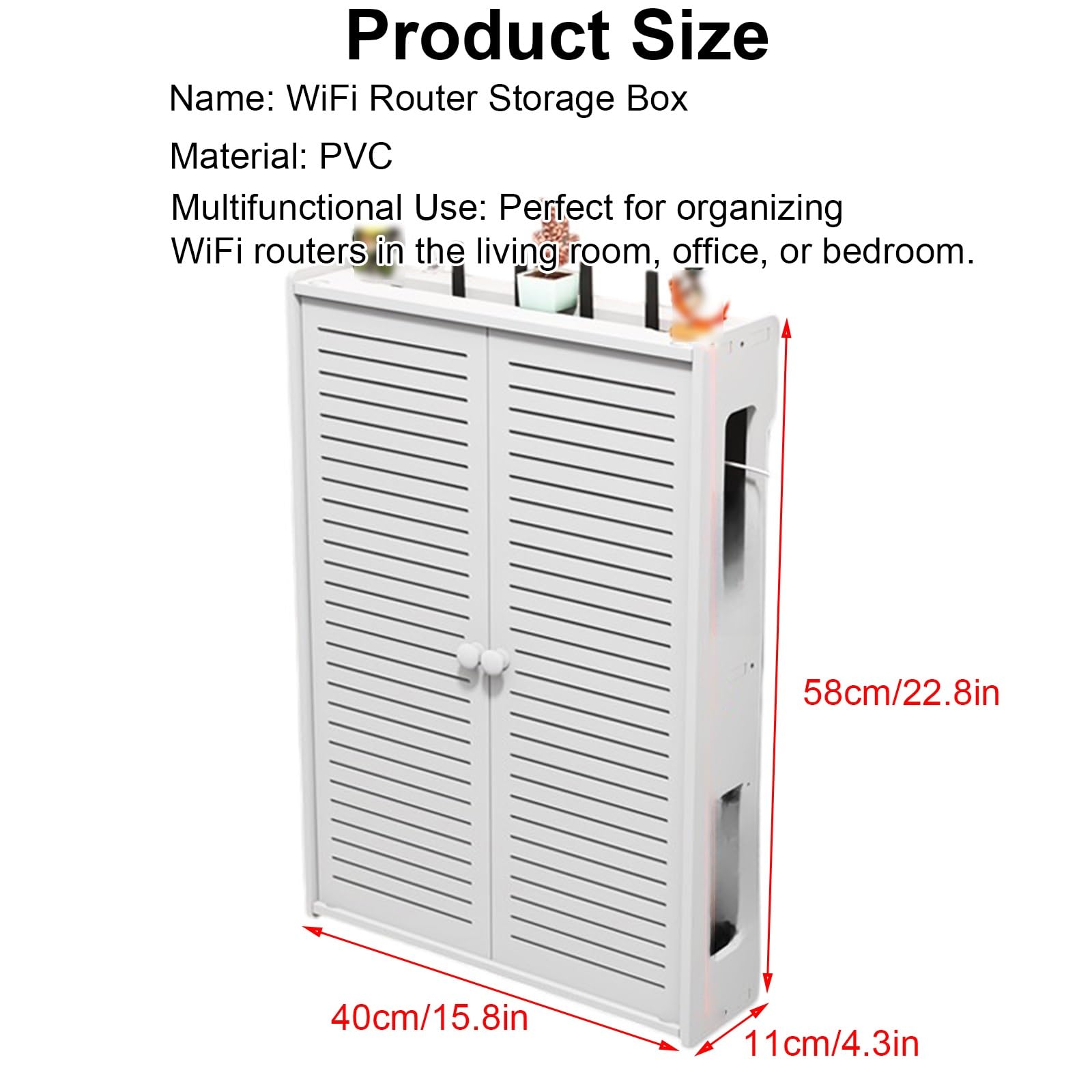 Montowany na ścianie router WiFi Sto Box, szafka na kabel, zmontowana do domu i biura, 40 x 11 x 58 cm / 15.8x4.3x22.8in (15,8 x 4,3 x 22,8 cala), półka na router, oszczędność miejsca