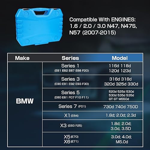 Miniatura 5 de Kit de bloqueo de sincronización del árbol de levas del motor Herramienta de alineación del eje de equilibrio compatible con BMW N47/N47S/N57 2.0