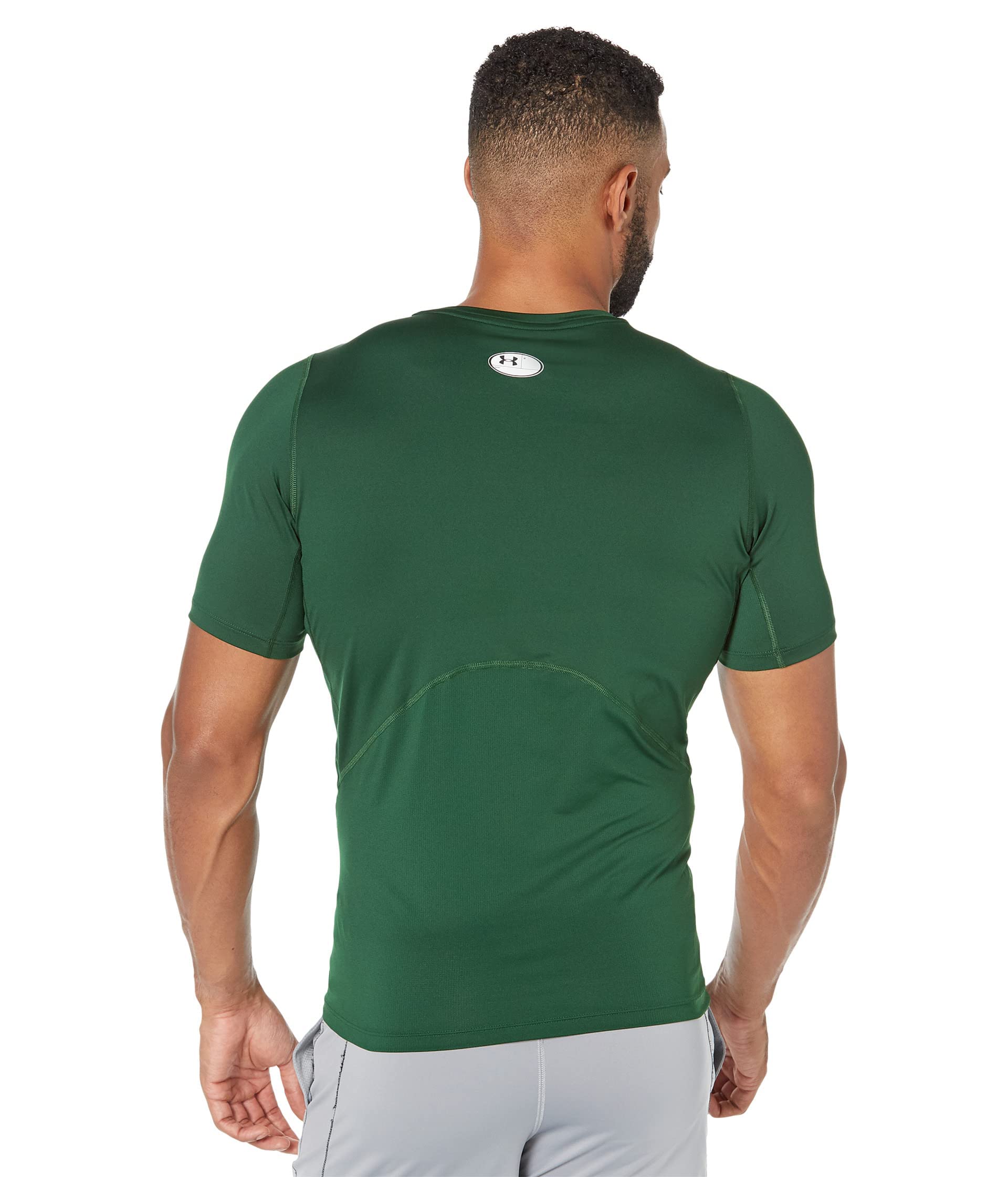 Under Armour Armour Heatgear Compression Short Sleeve T-Shirt Manches Courtes, Vert forêt (301)/Blanc, XS Hommes