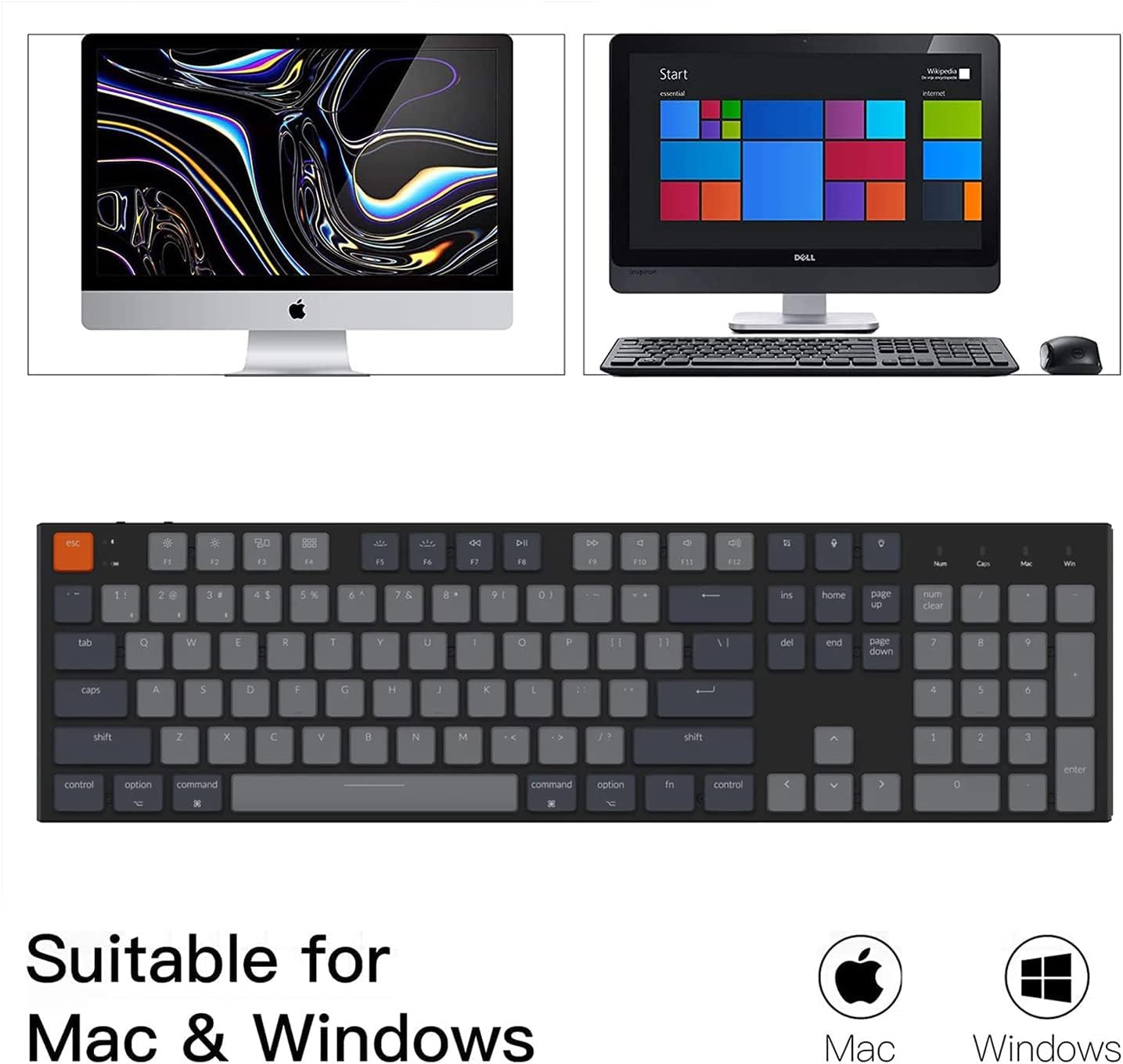 Keychron K5 keyboard with Mac and Windows compatibility icons